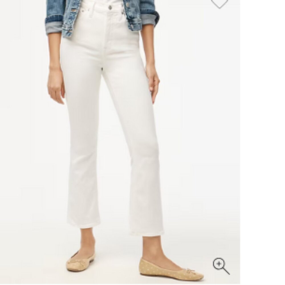 J. Crew Petite White High Rise Crop Flare Crop Jean